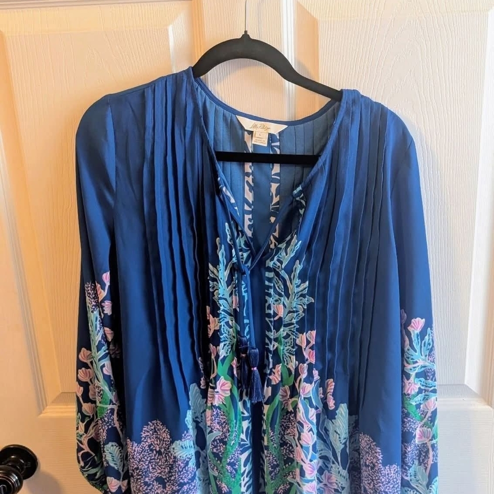 Lilly Pulitzer EUC L Marlina - Barton Blue Secret Escape